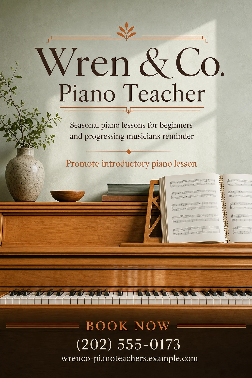 piano teacher flyer template: promote introductory piano lesson