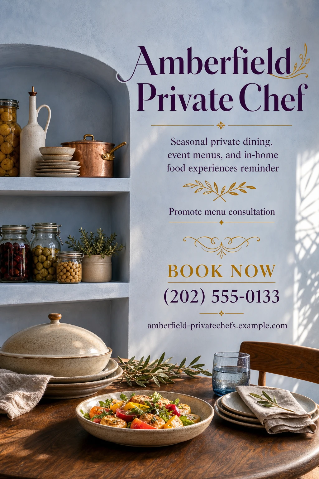 private chef flyer template: promote menu consultation
