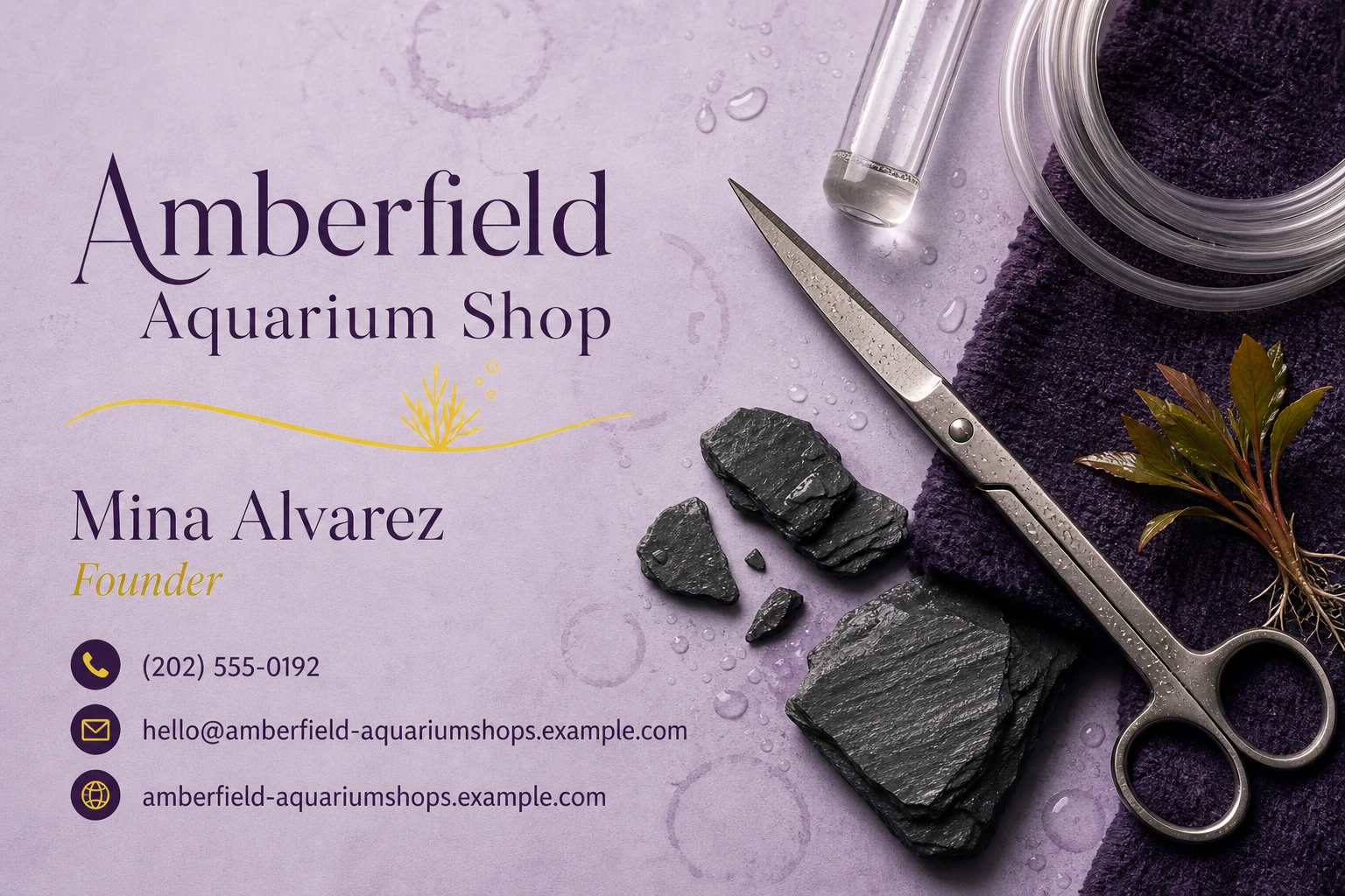 aquarium shop business card template: promote aquarium setup consultation