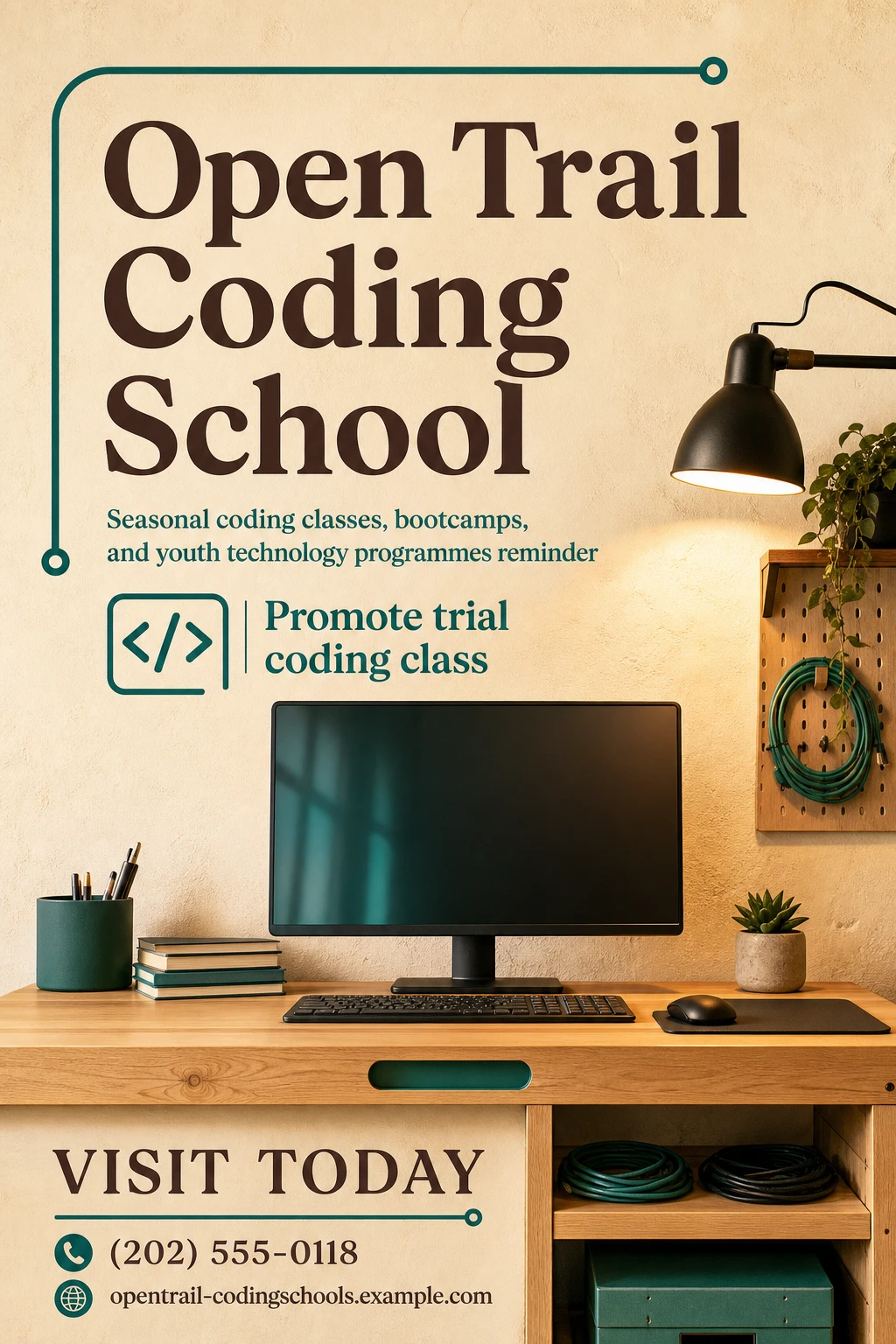 coding school poster template: promote trial coding class