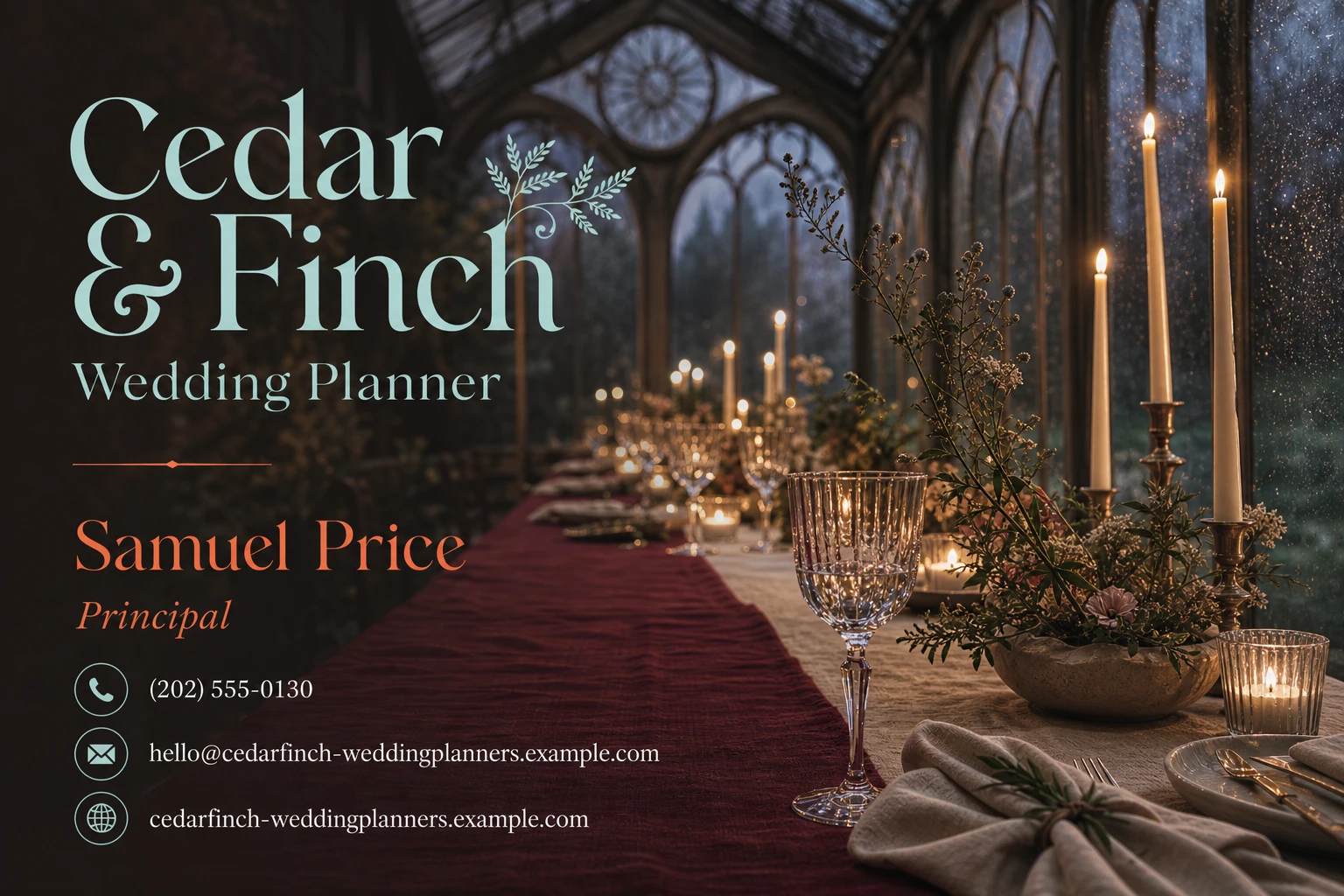 wedding planner business card template: promote planning consultation