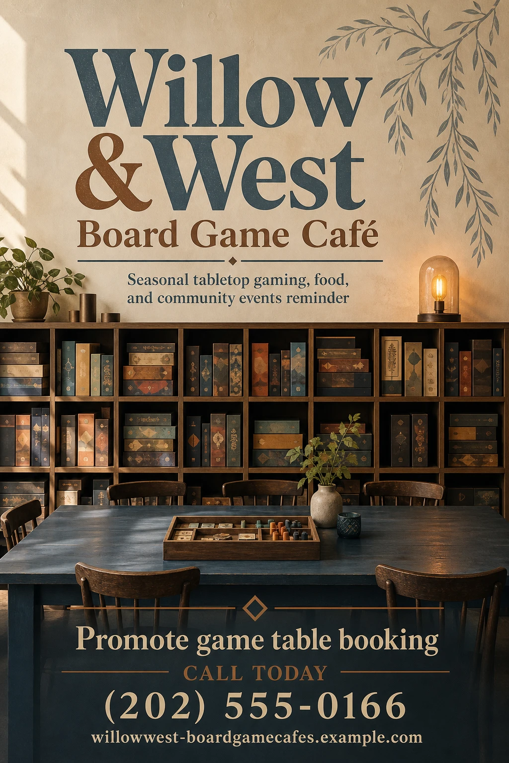 board game café flyer template: promote game table booking