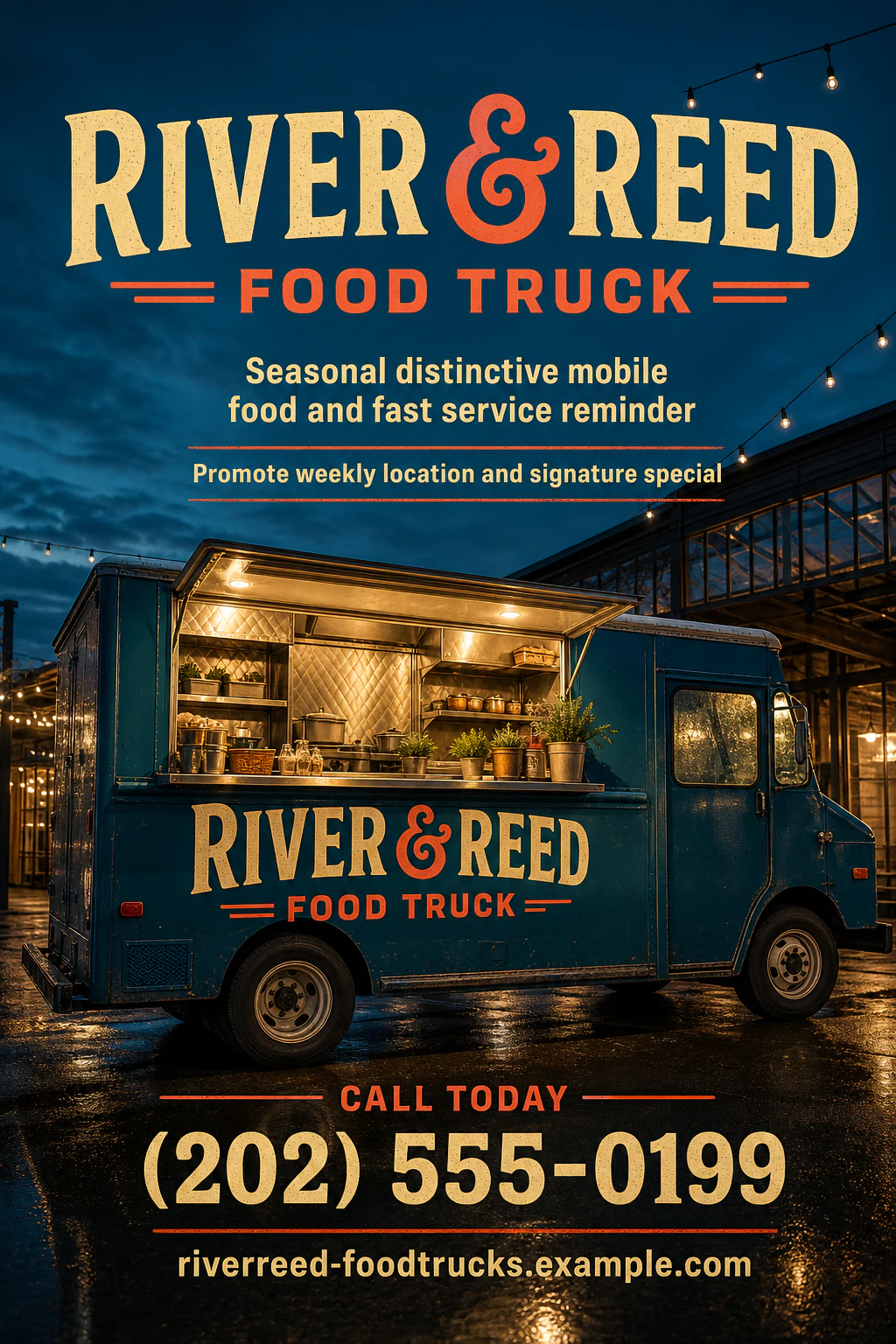 food truck flyer template: promote weekly location and signature special