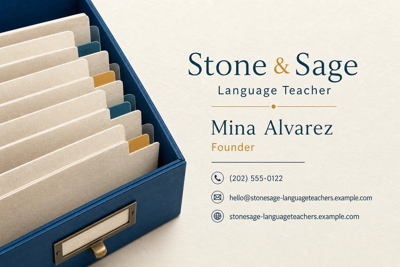 language teacher business card template: promote trial lesson