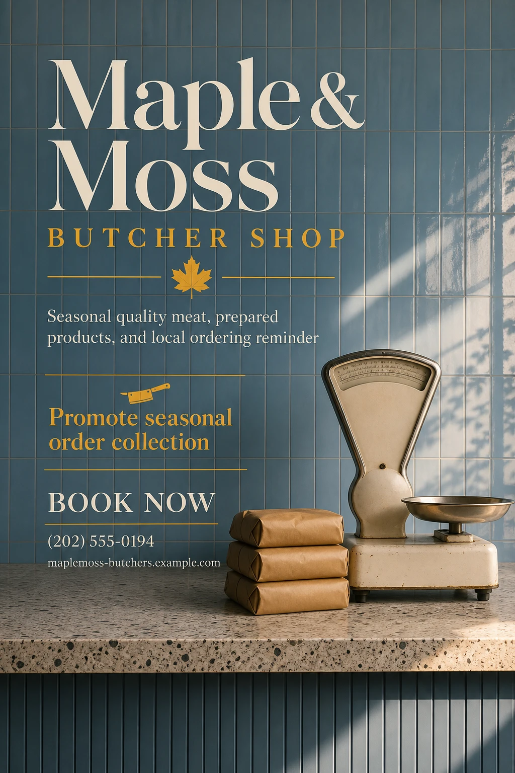butcher shop flyer template: promote seasonal order collection