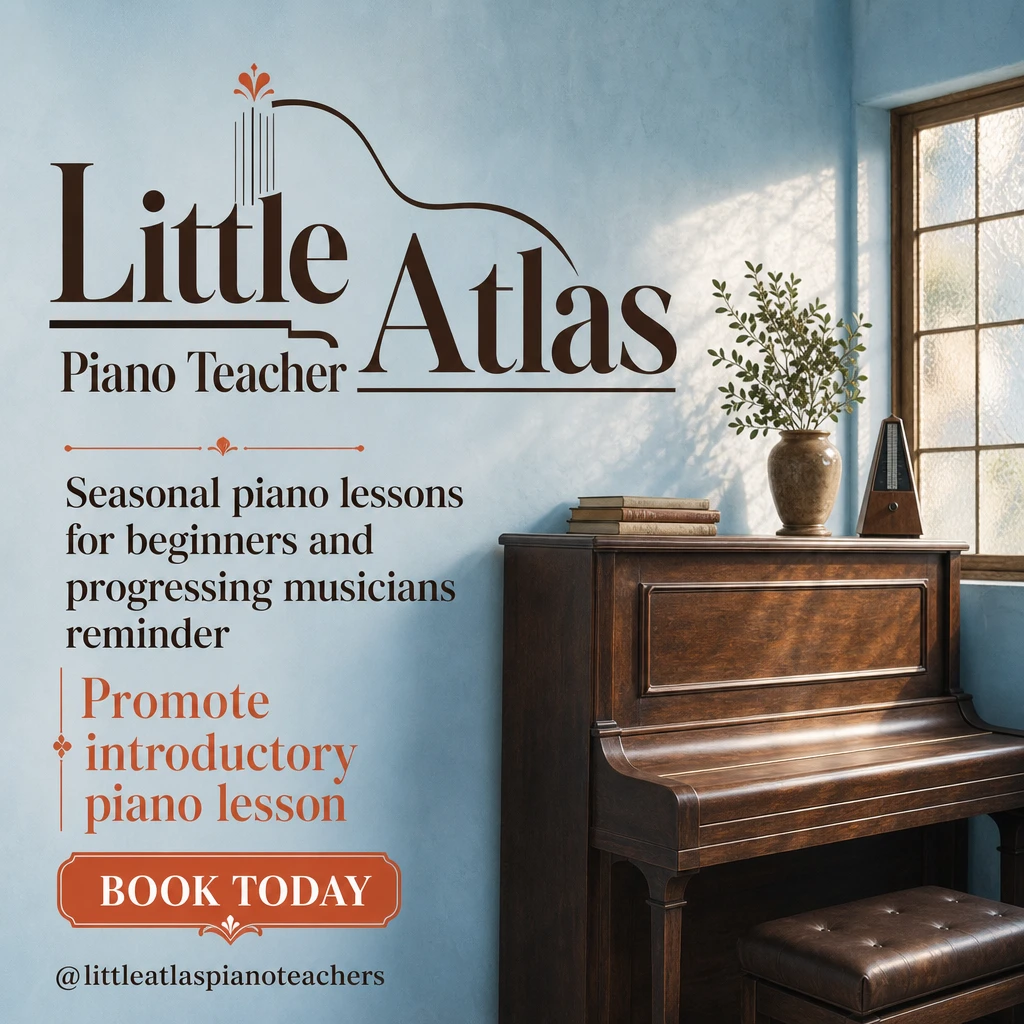 piano teacher social post template: promote introductory piano lesson