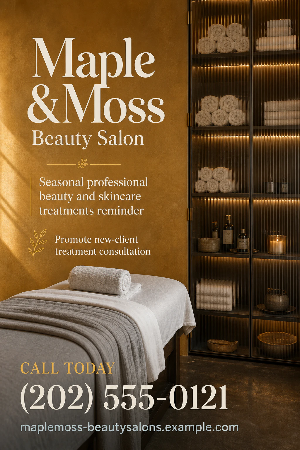 beauty salon poster template: promote new-client treatment consultation