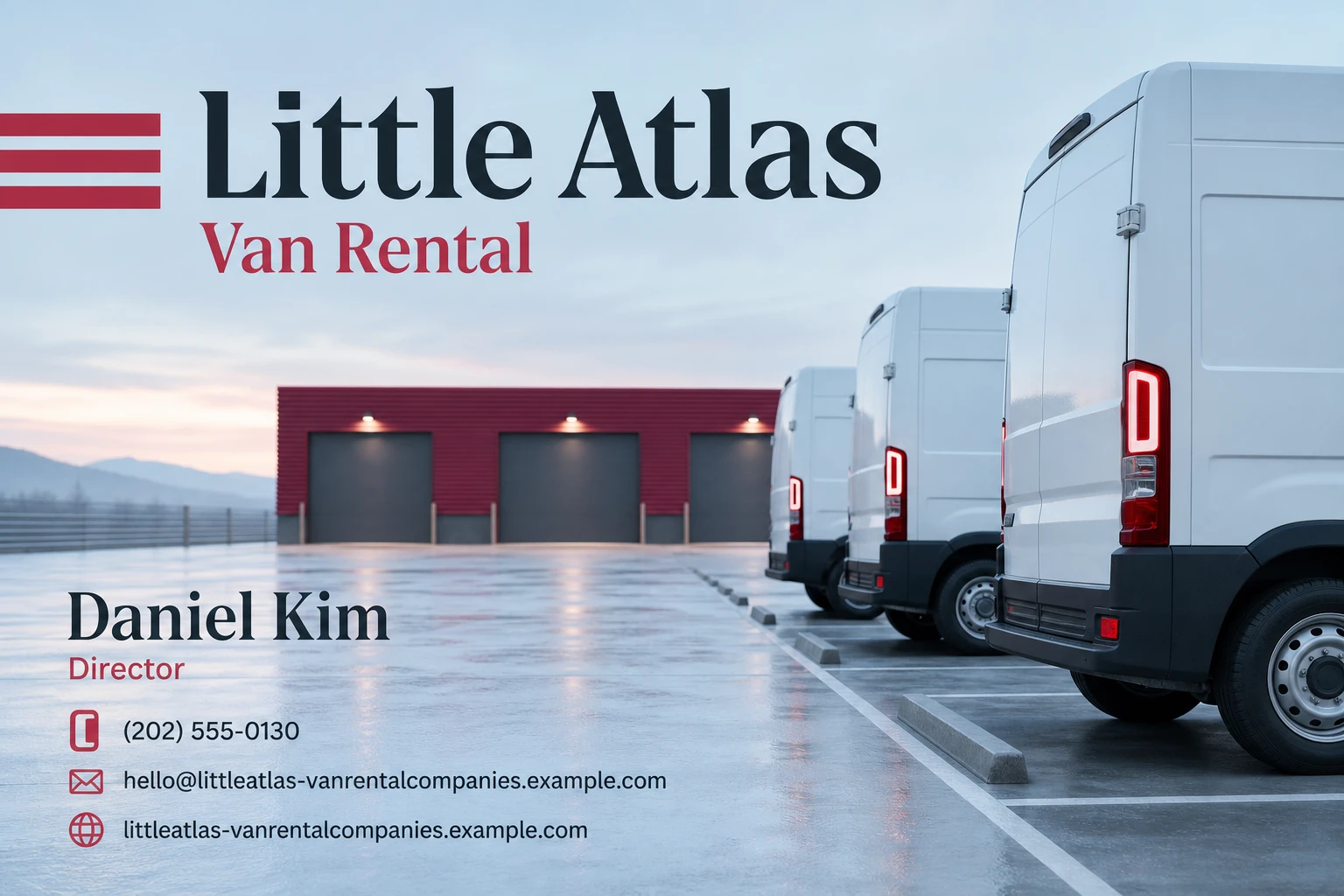 van rental company business card template: promote van booking
