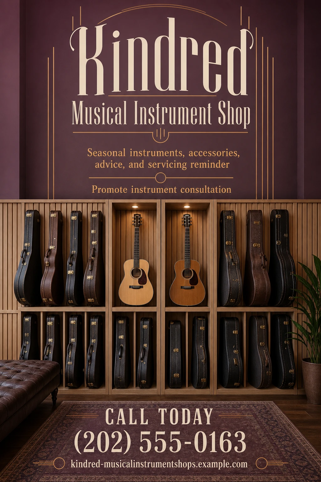 musical instrument shop flyer template: promote instrument consultation