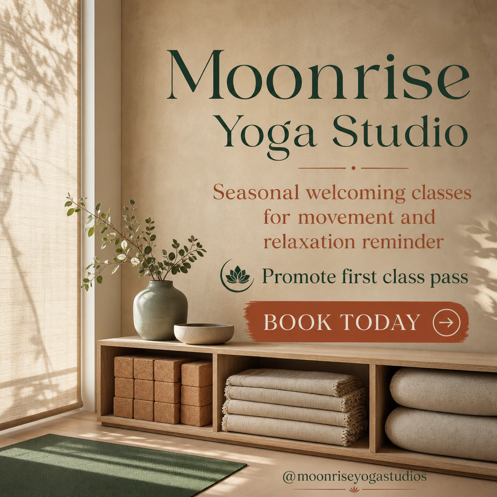 yoga studio social post template: promote first class pass