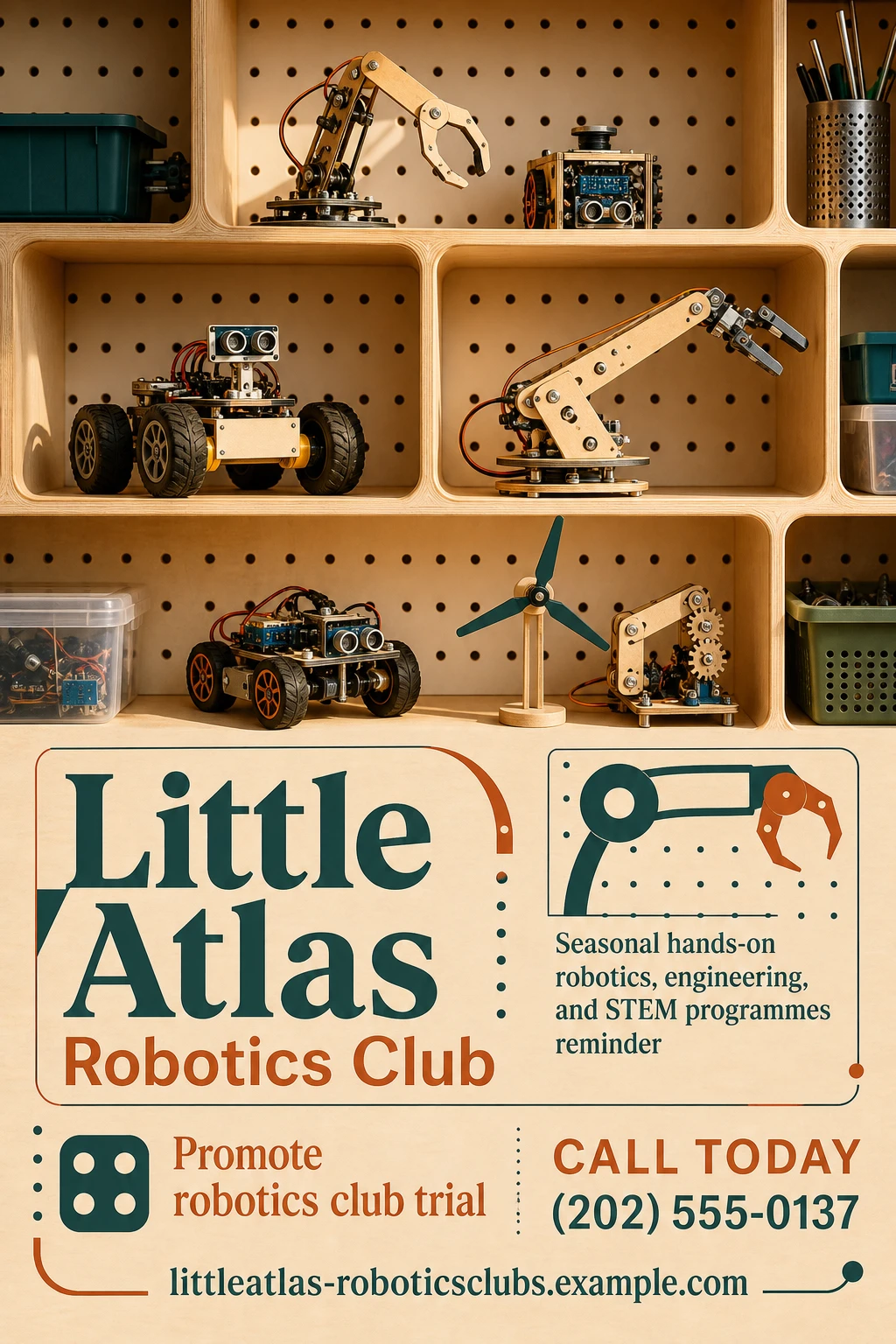 robotics club flyer template: promote robotics club trial