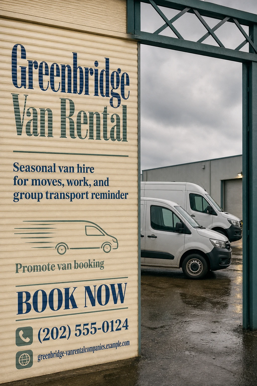 van rental company flyer template: promote van booking