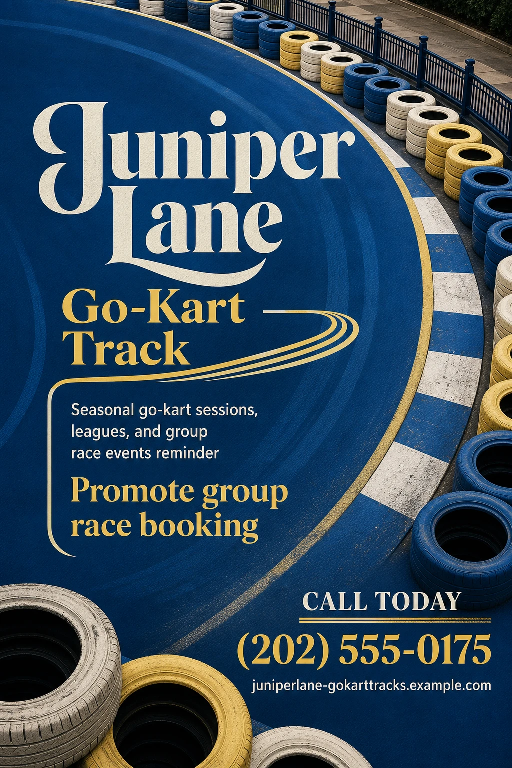 go-kart track flyer template: promote group race booking
