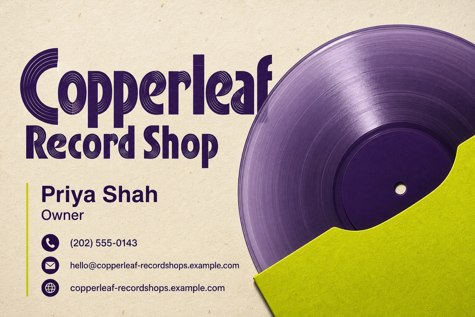 record shop business card template