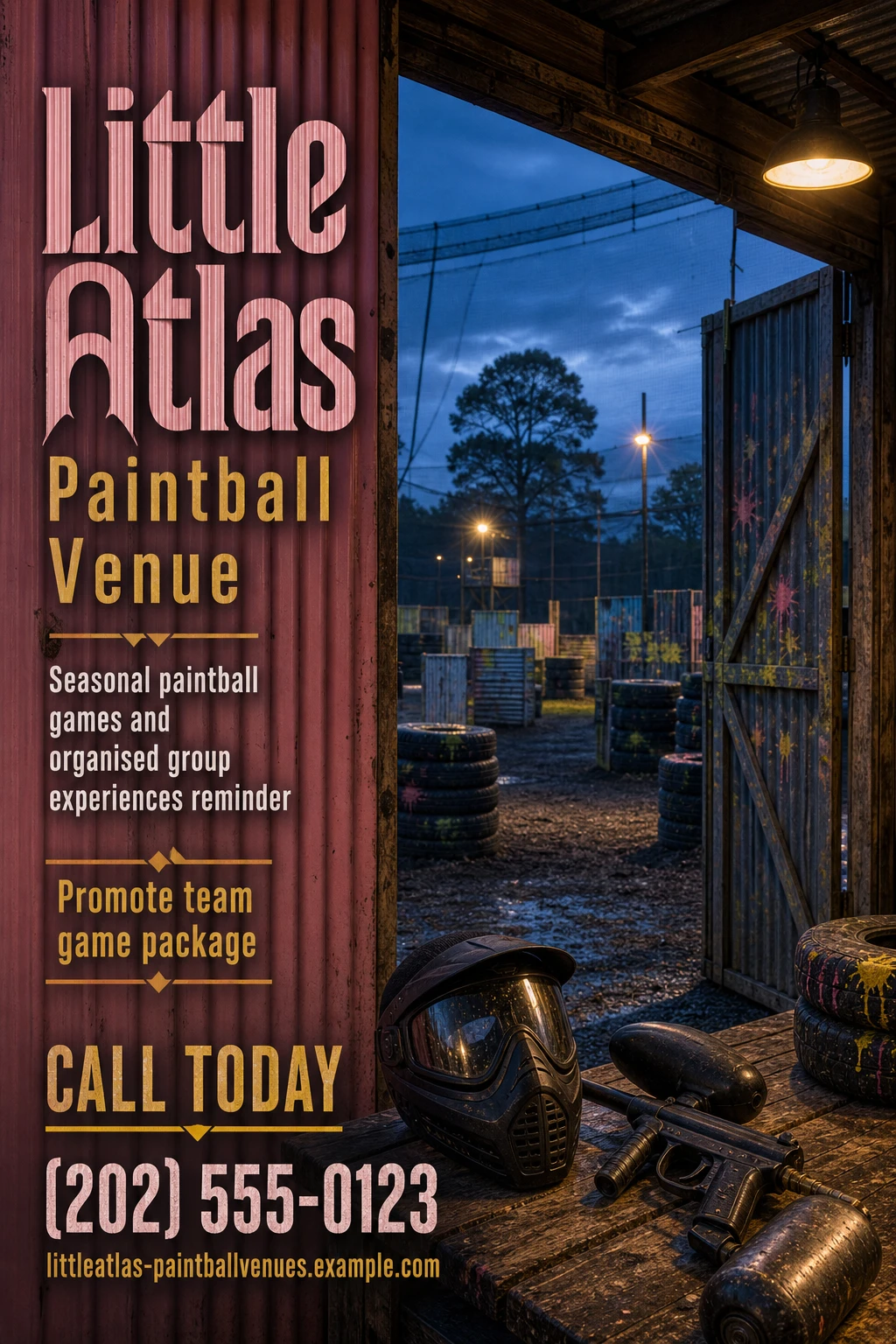 paintball venue poster template: promote team game package