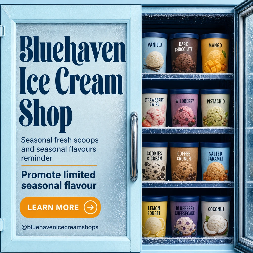 ice cream shop social post template: promote limited seasonal flavour