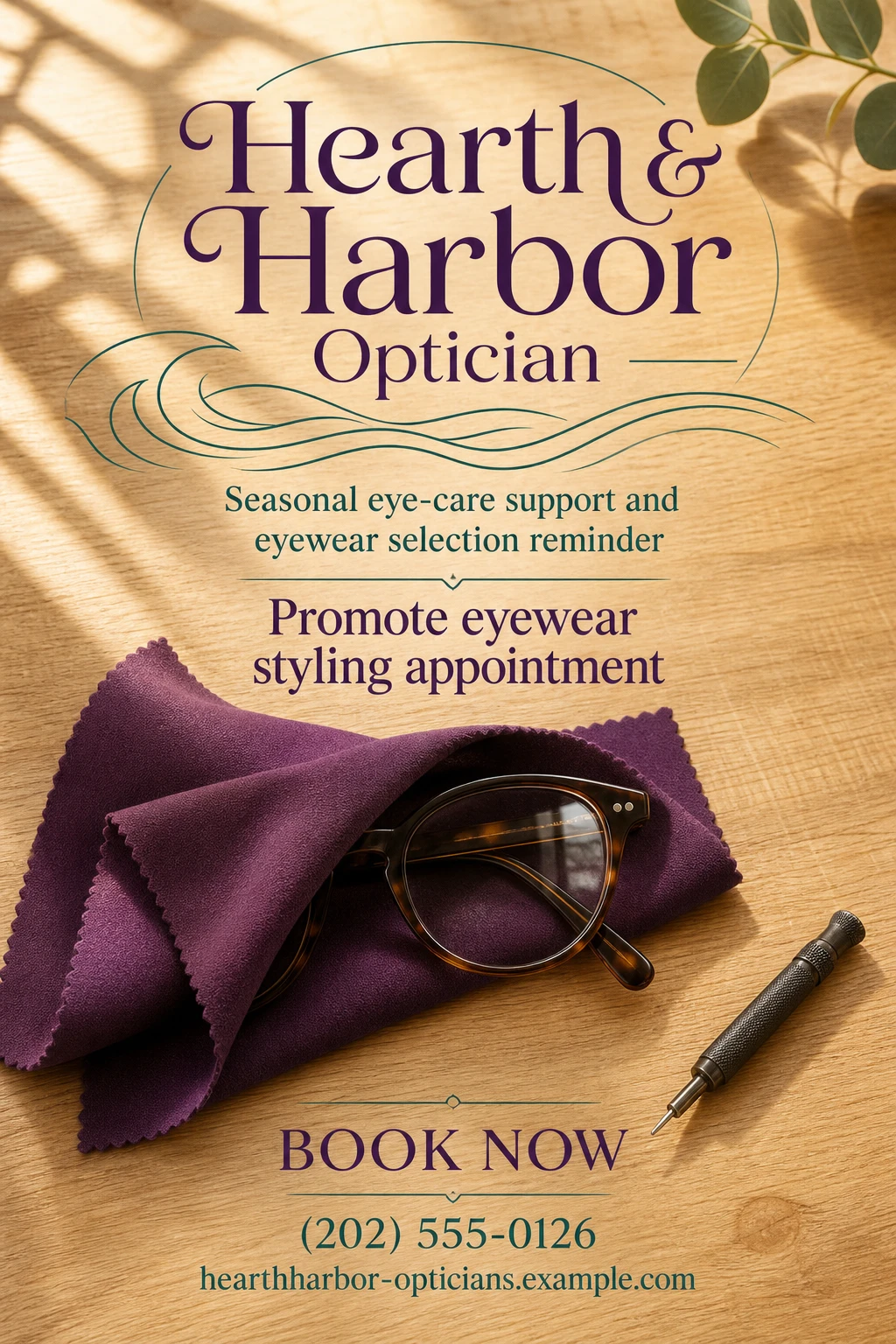 optician poster template: promote eyewear styling appointment