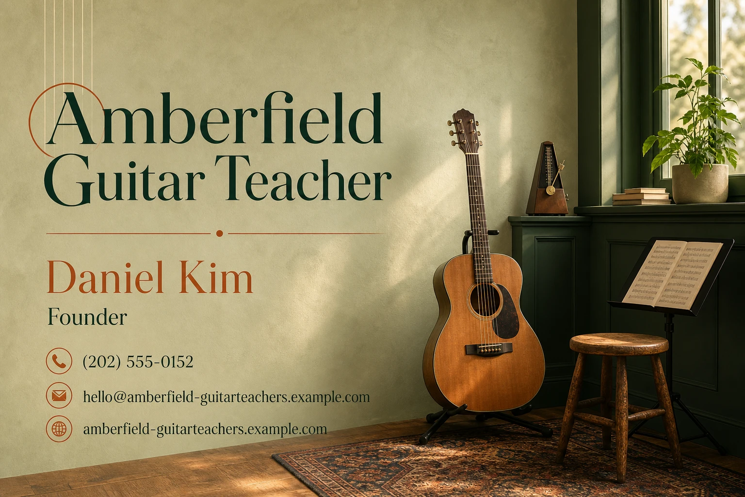 guitar teacher business card template: promote introductory guitar lesson