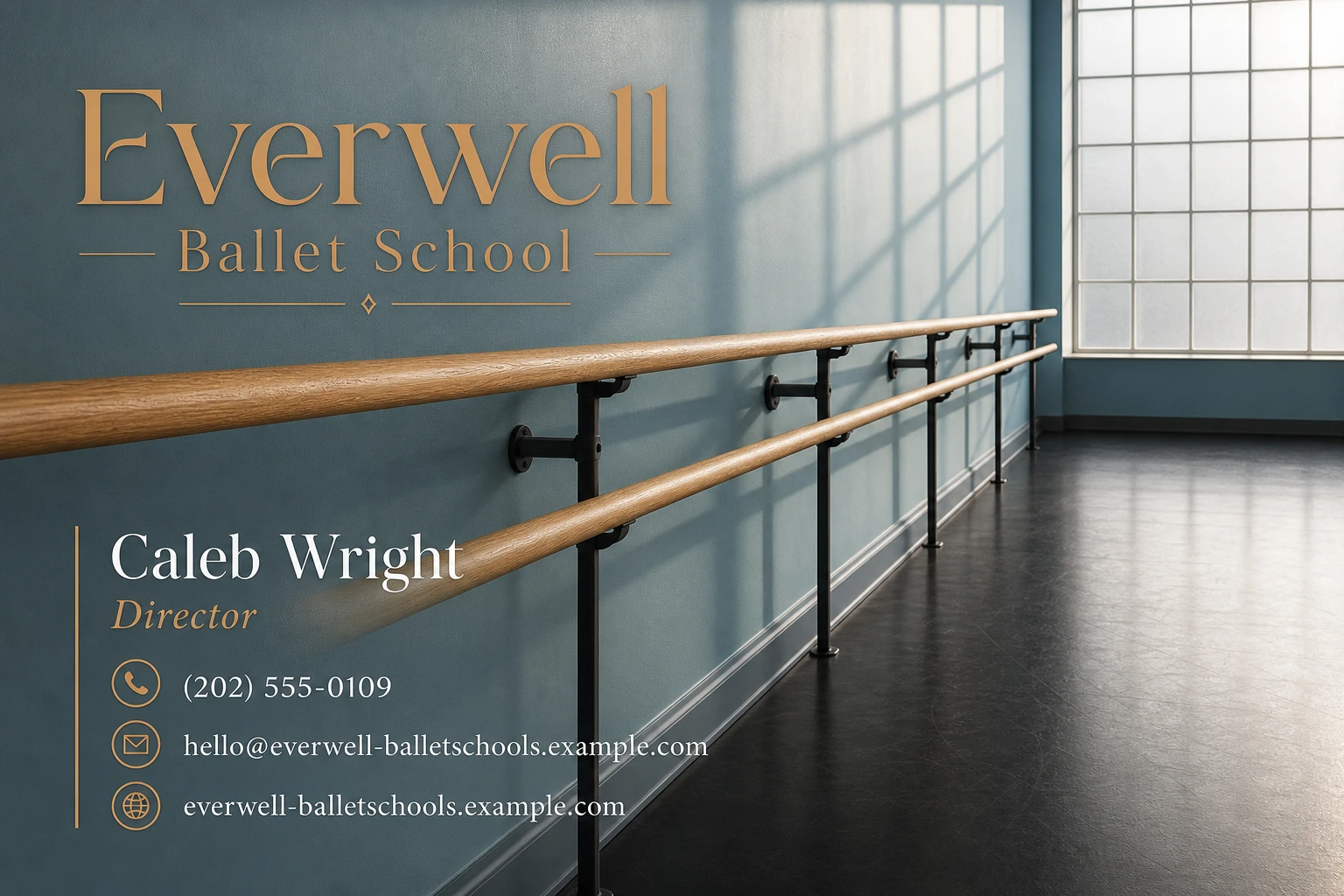 ballet school business card template: promote trial ballet class