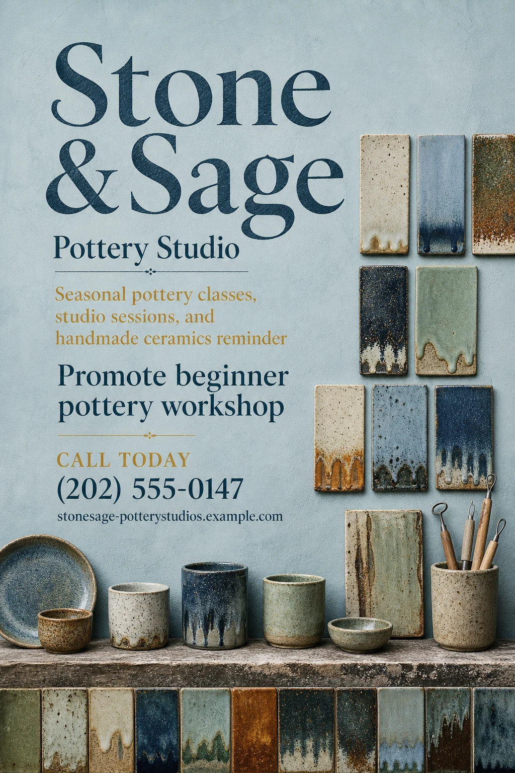 pottery studio flyer template: promote beginner pottery workshop