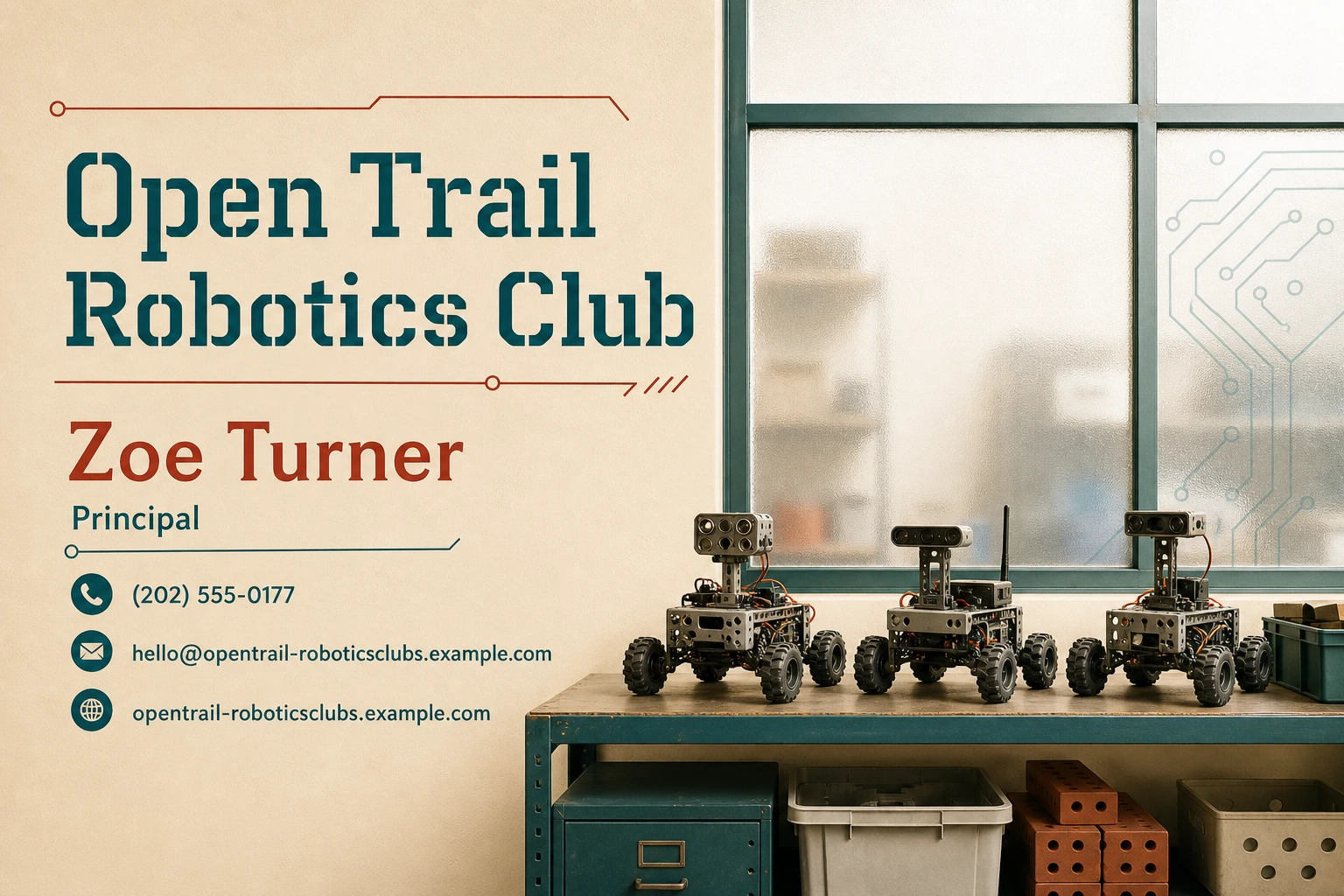 robotics club business card template: promote robotics club trial