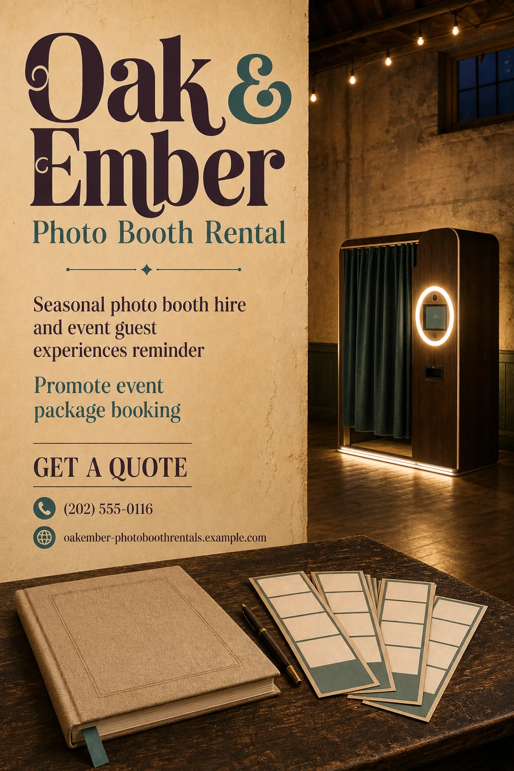 photo booth rental service flyer template: promote event package booking