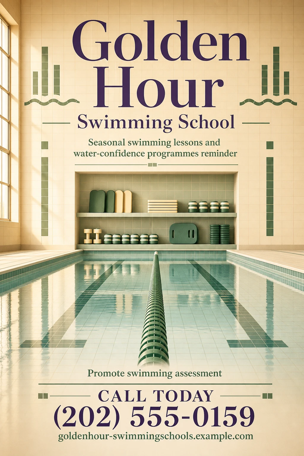swimming school flyer template: promote swimming assessment