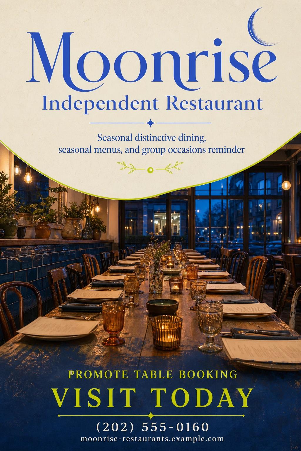 independent restaurant poster template: promote table booking