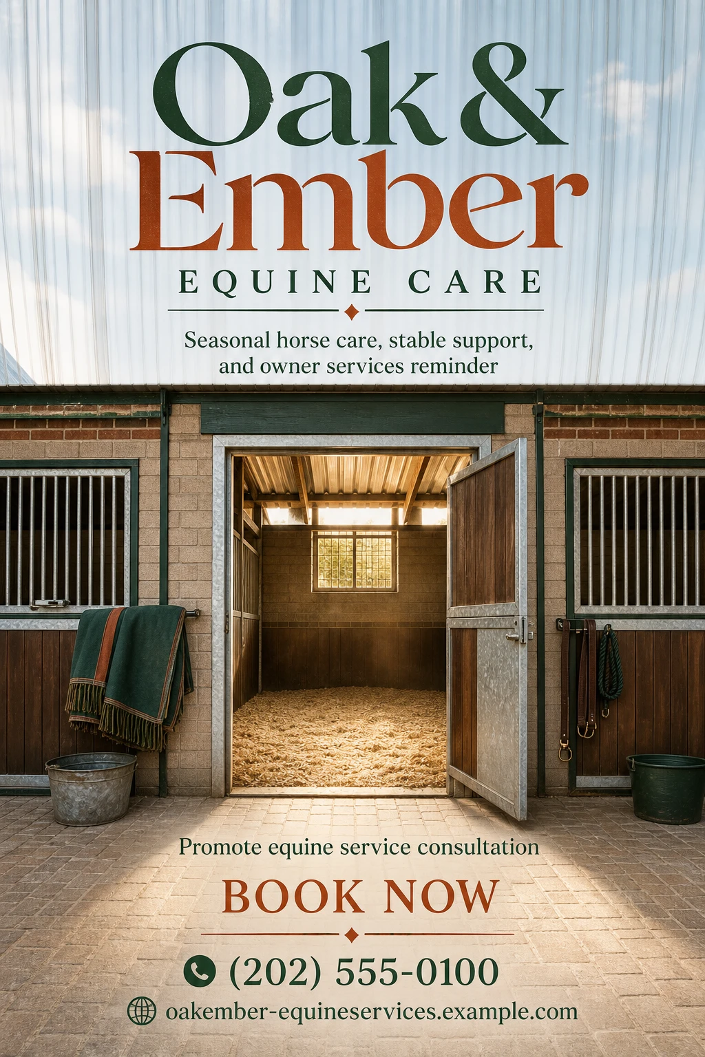 equine care service flyer template: promote equine service consultation