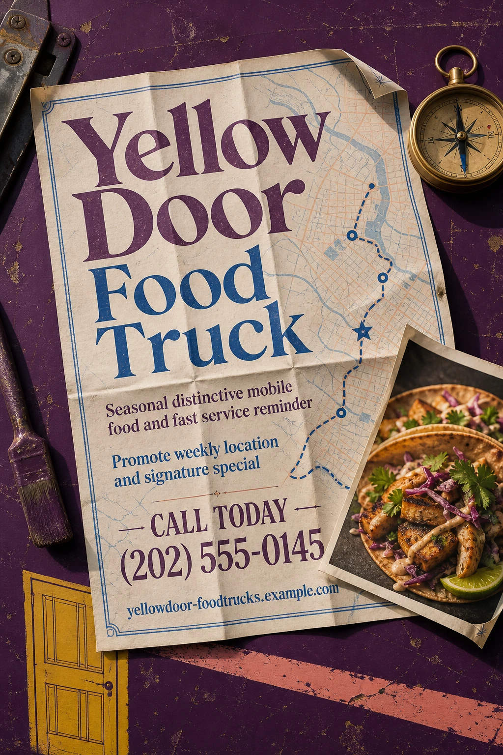 food truck poster template: promote weekly location and signature special