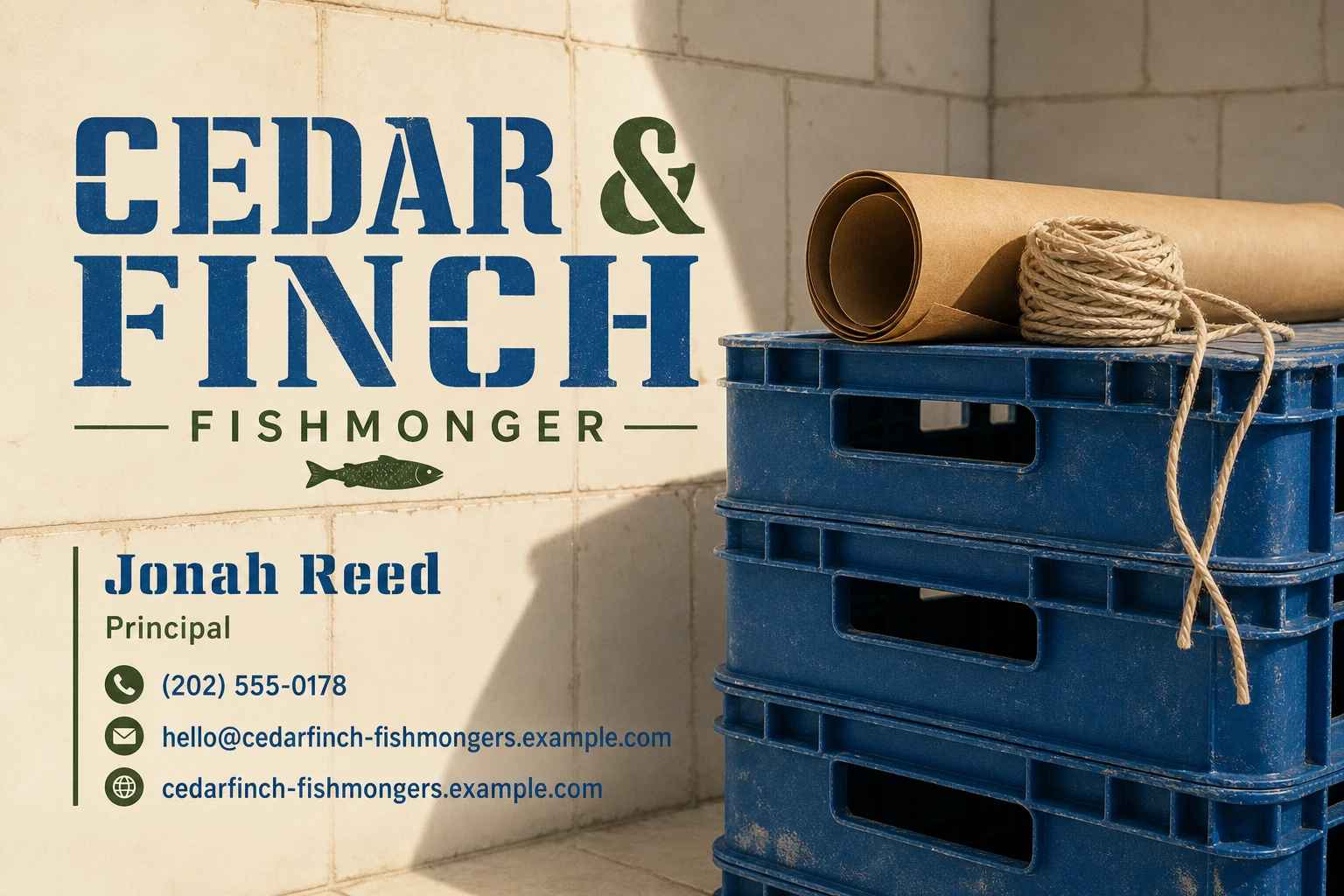 fishmonger business card template: promote fresh catch promotion