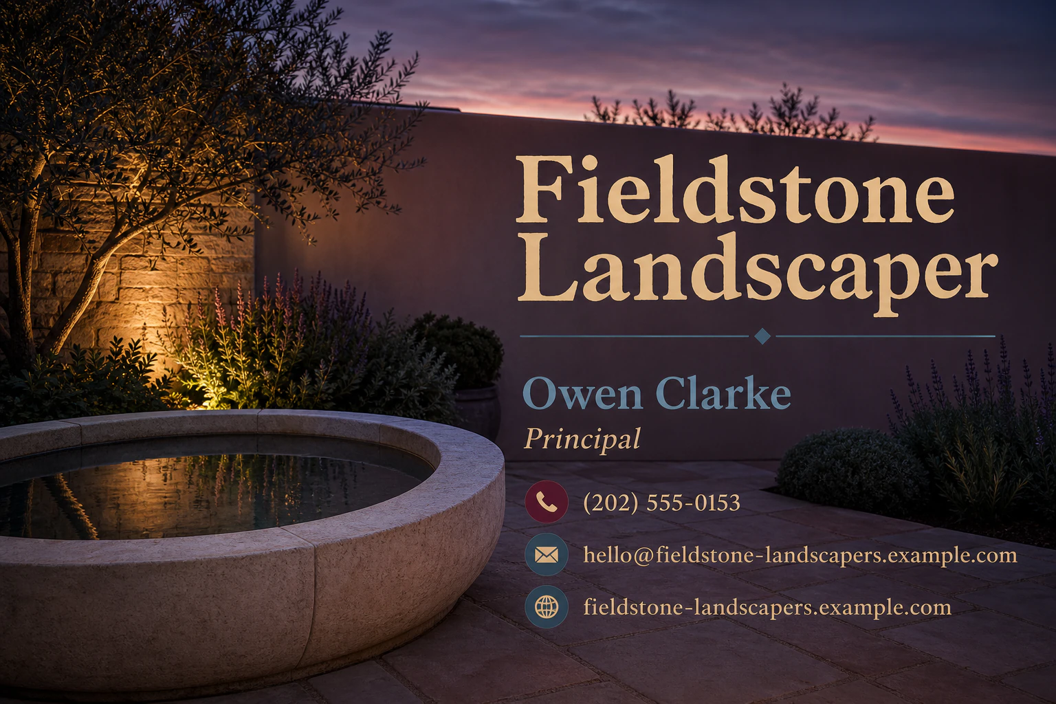 landscaper business card template: promote free garden project consultation