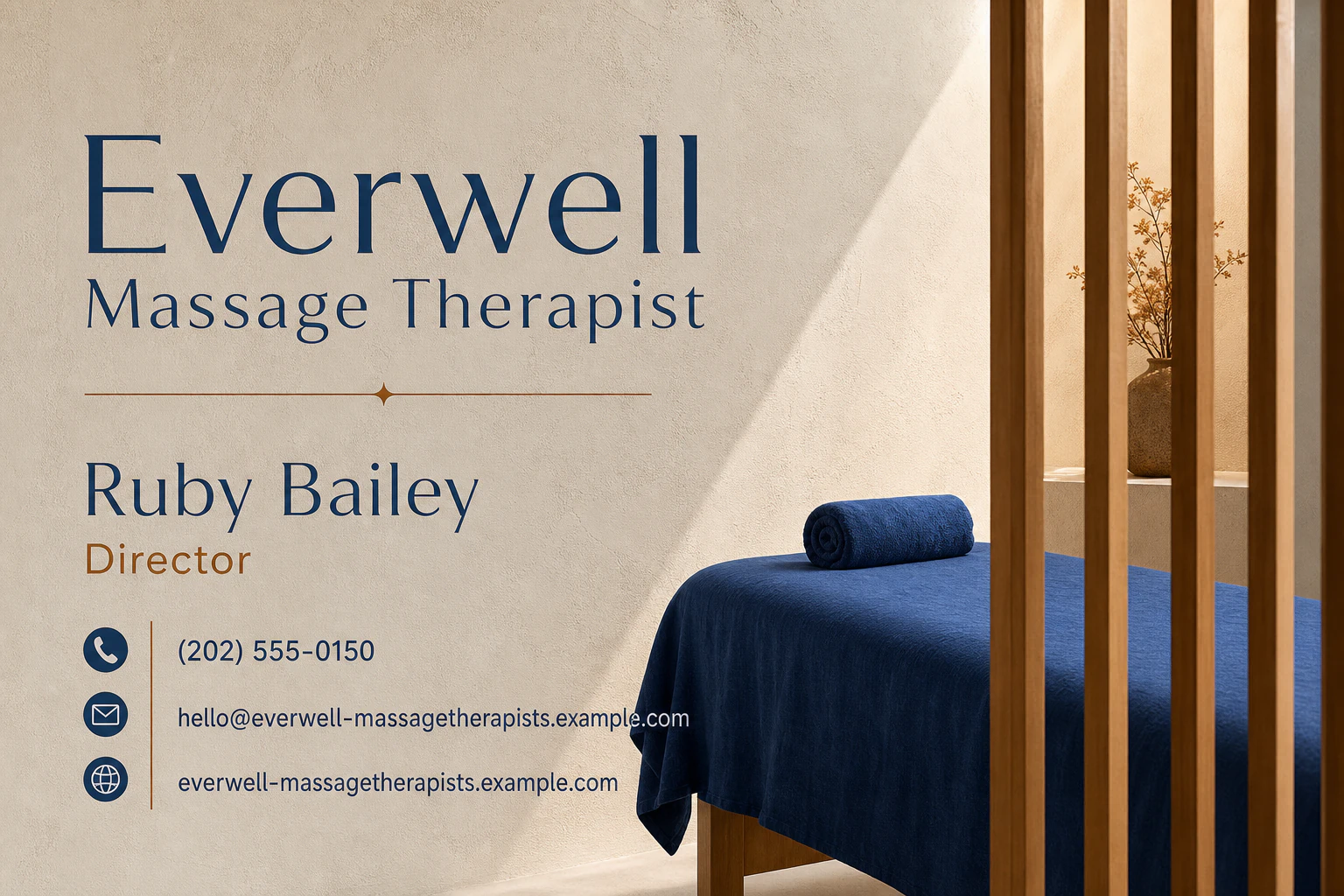 massage therapist business card template: promote first-session consultation
