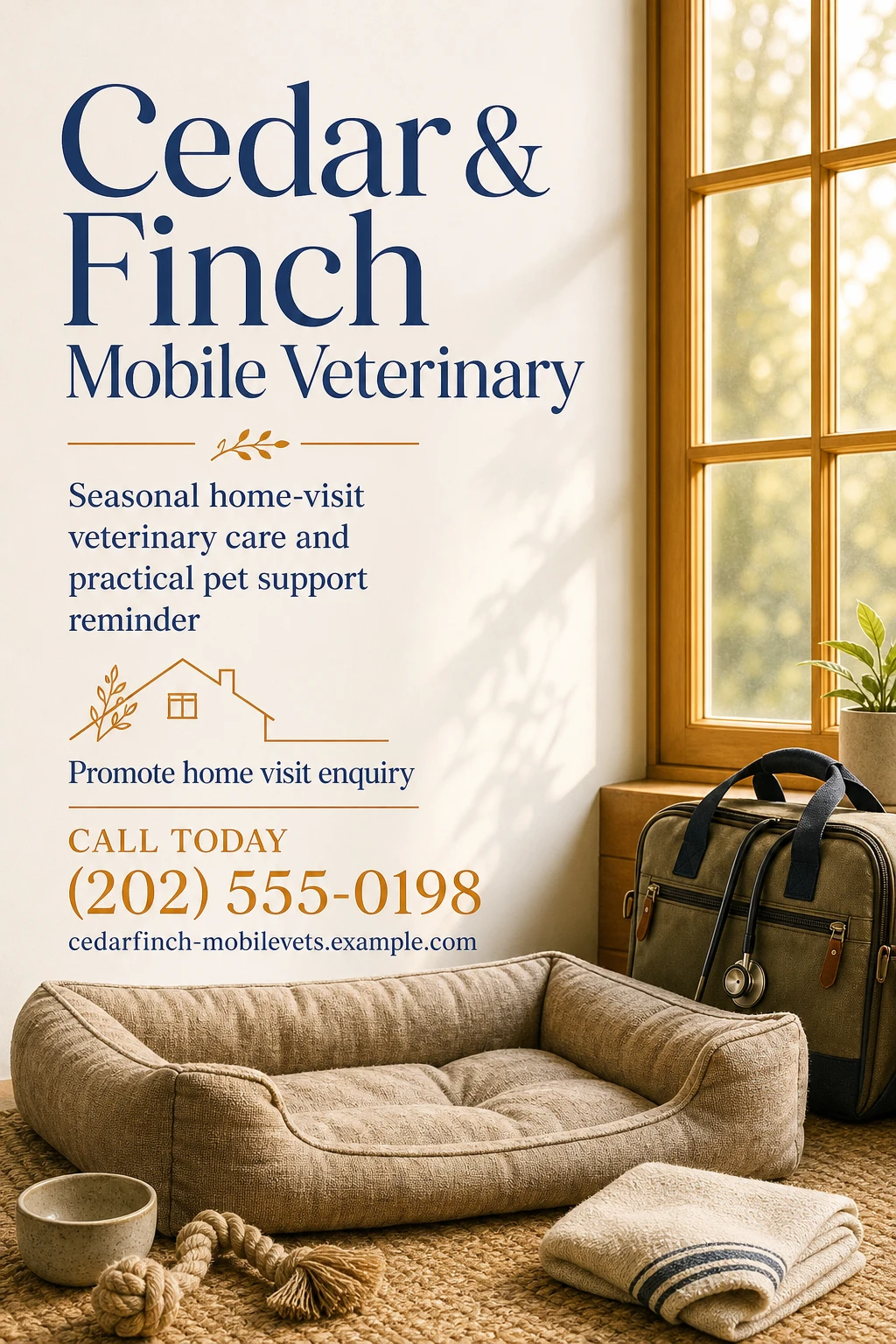 mobile veterinary service flyer template: promote home visit enquiry