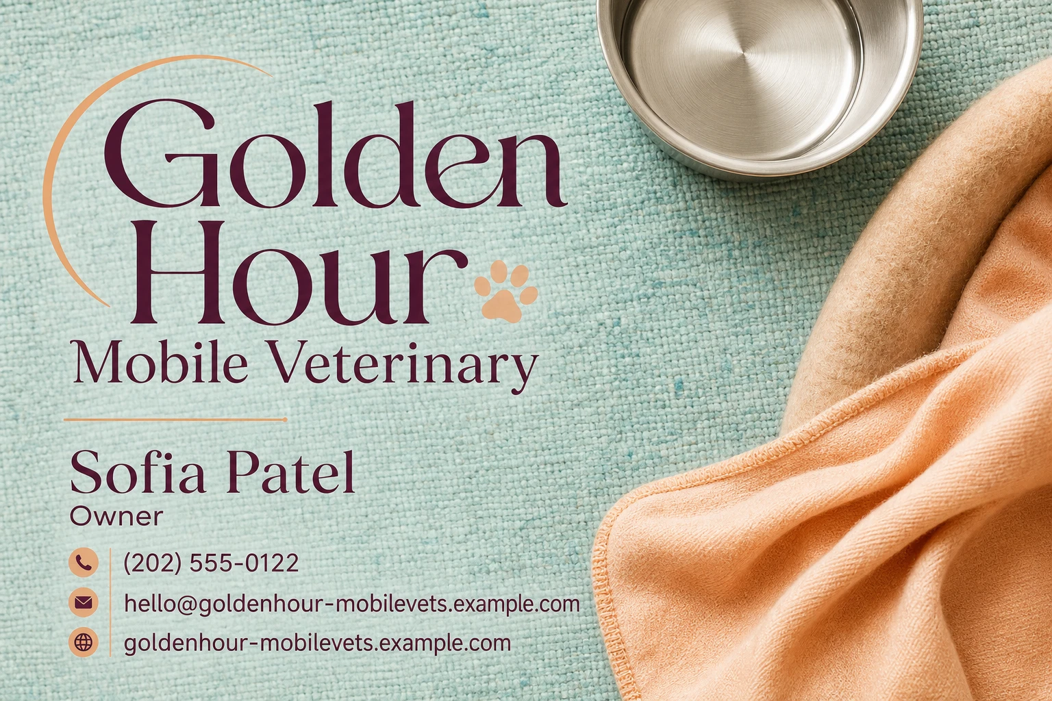 mobile veterinary service business card template: promote home visit enquiry