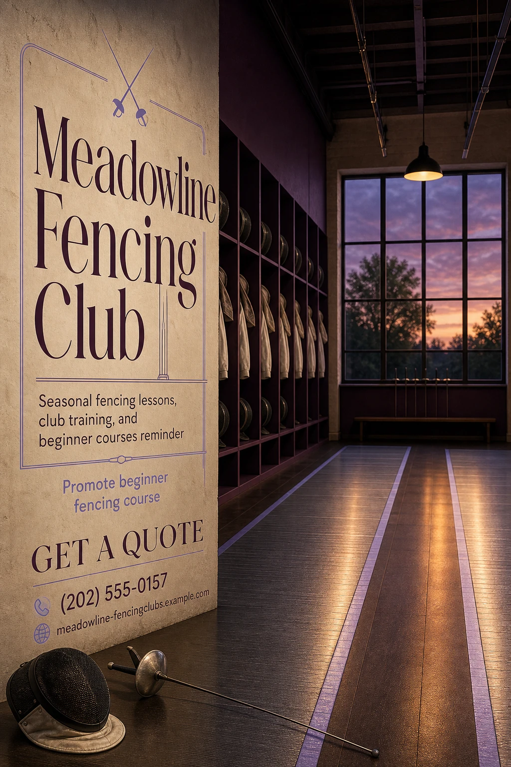 fencing club flyer template: promote beginner fencing course