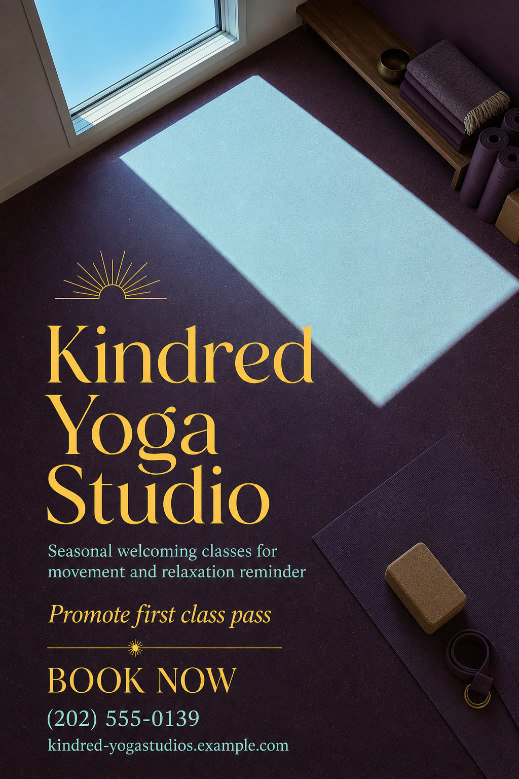 yoga studio poster template: promote first class pass