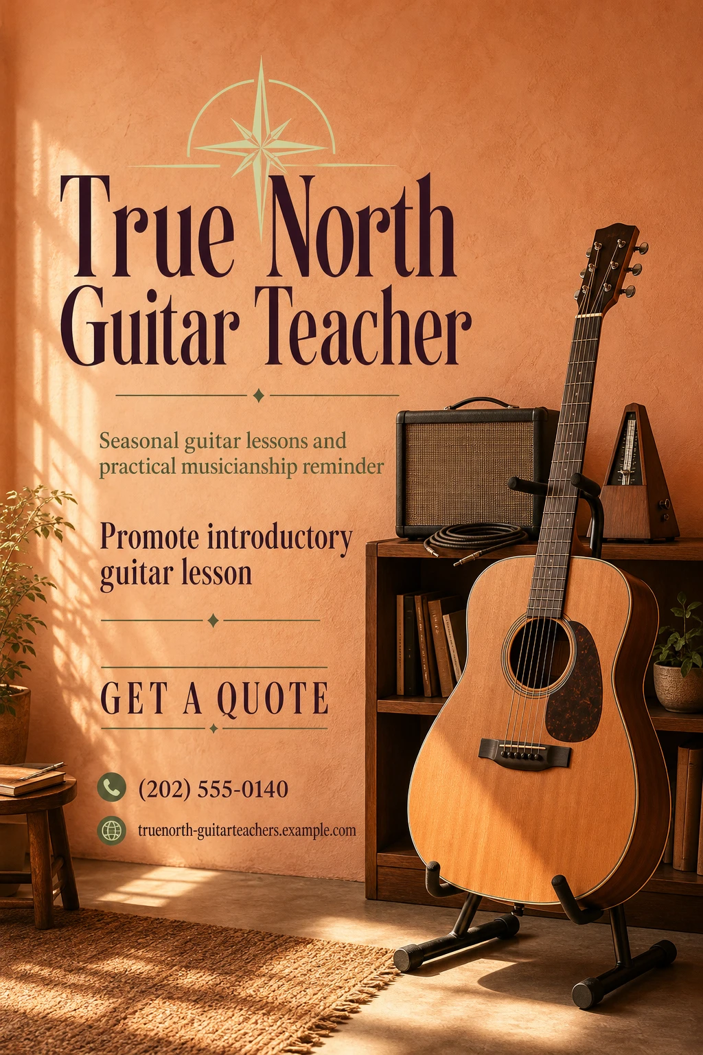 guitar teacher flyer template: promote introductory guitar lesson