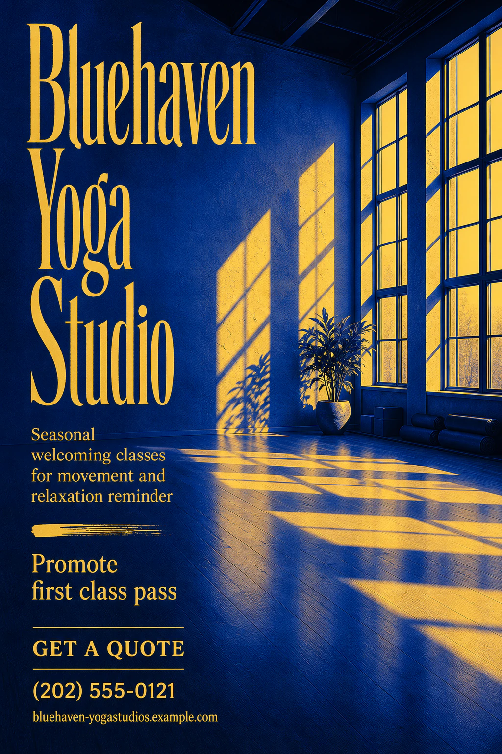 yoga studio flyer template: promote first class pass
