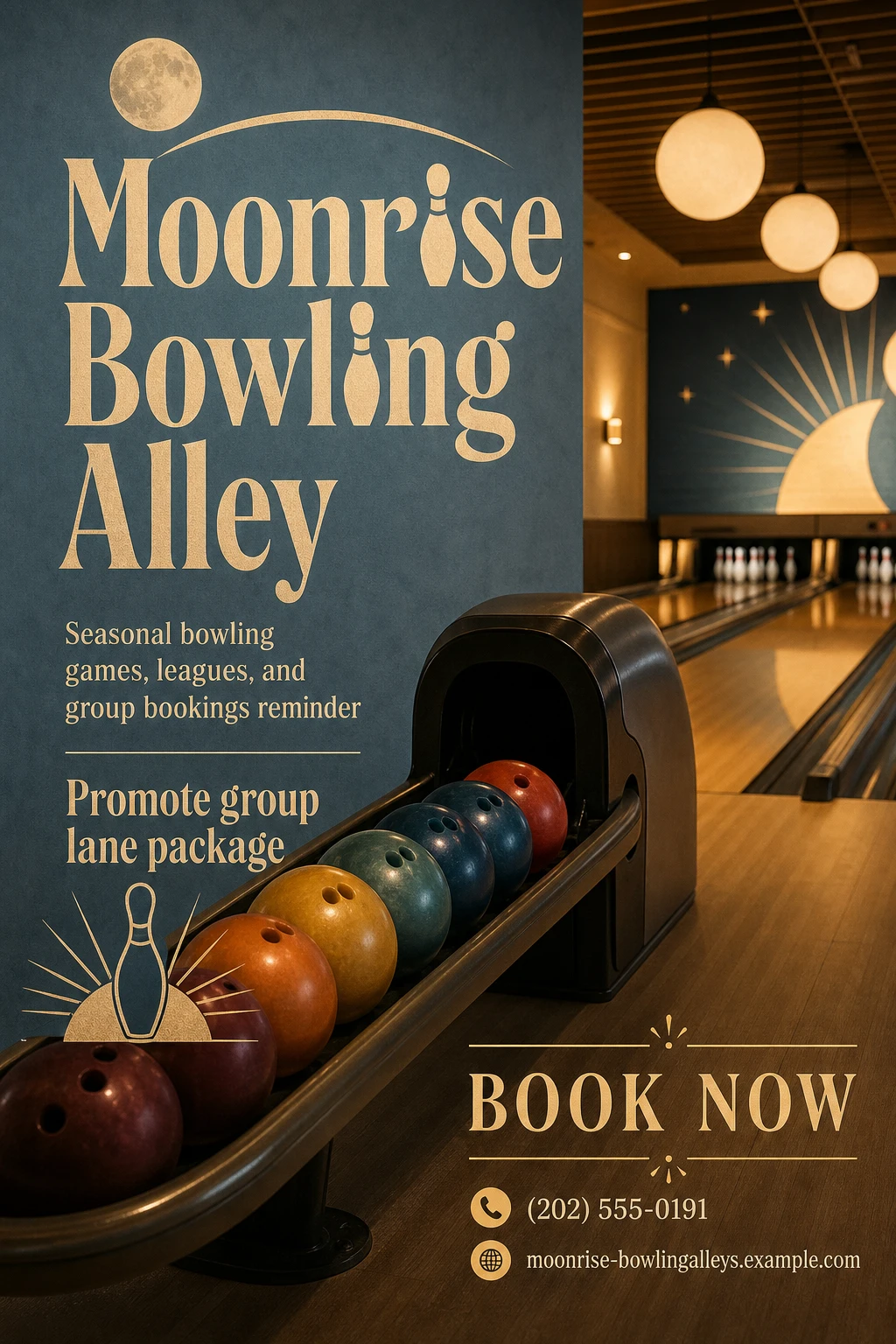 bowling alley flyer template: promote group lane package