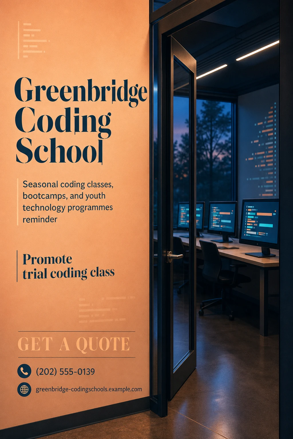 coding school flyer template: promote trial coding class