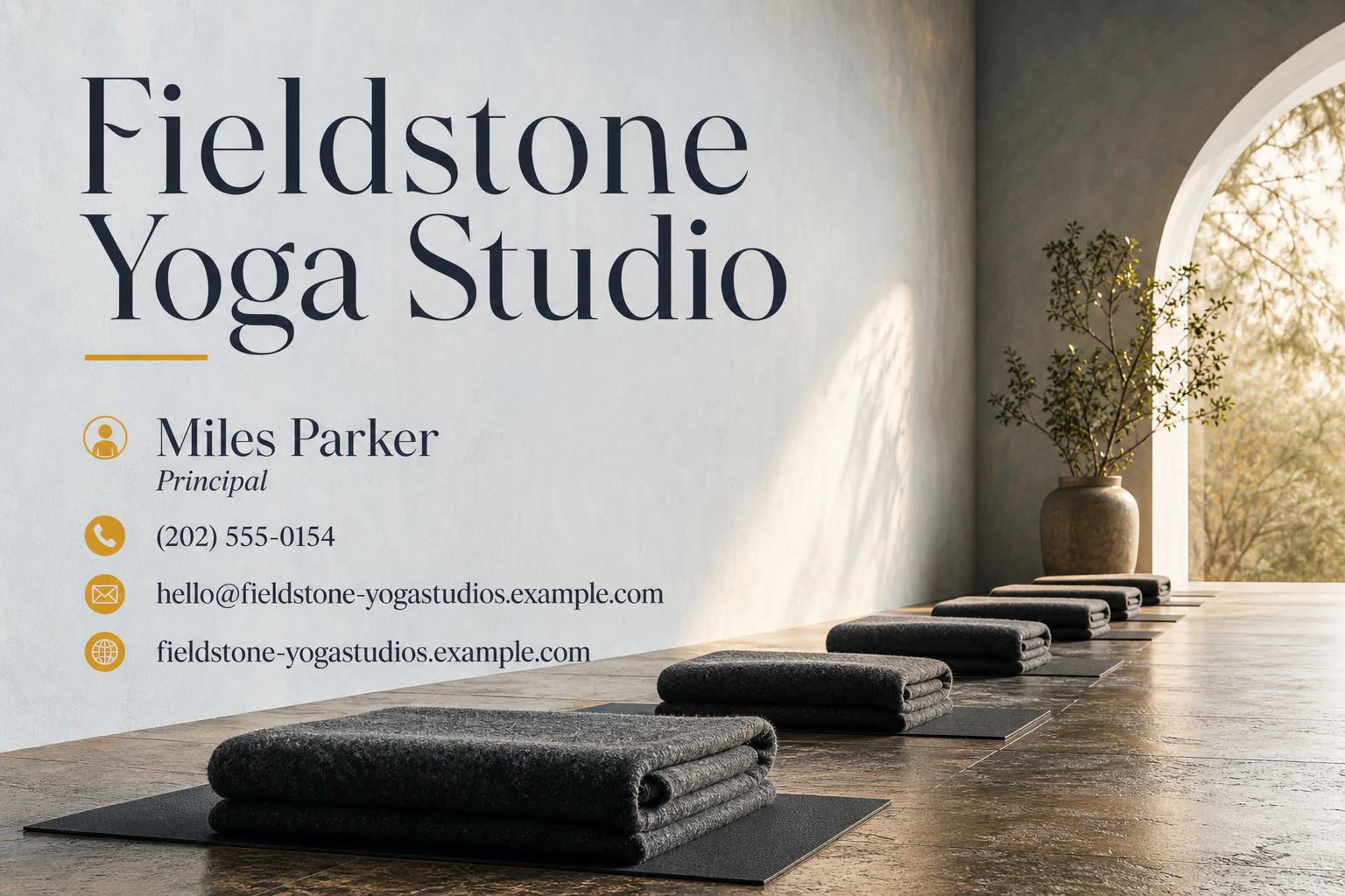 yoga studio business card template: promote first class pass