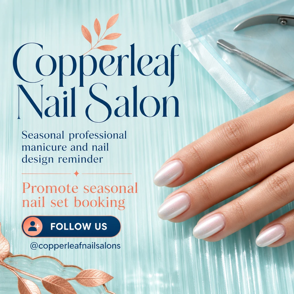 nail salon social post template: promote seasonal nail set booking