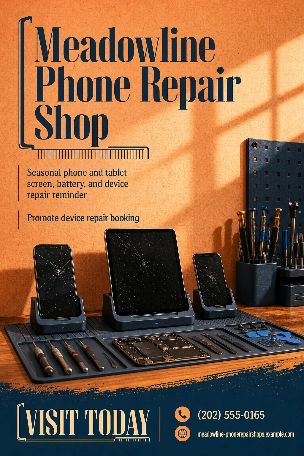 phone repair shop poster template: promote device repair booking