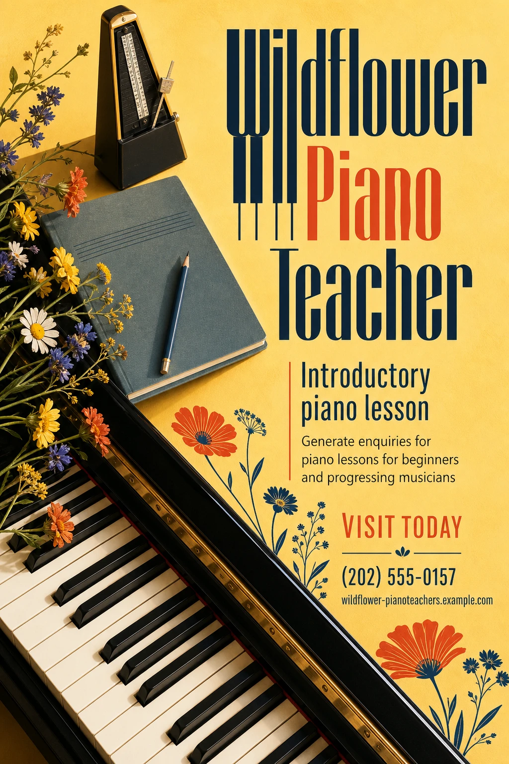 piano teacher poster template