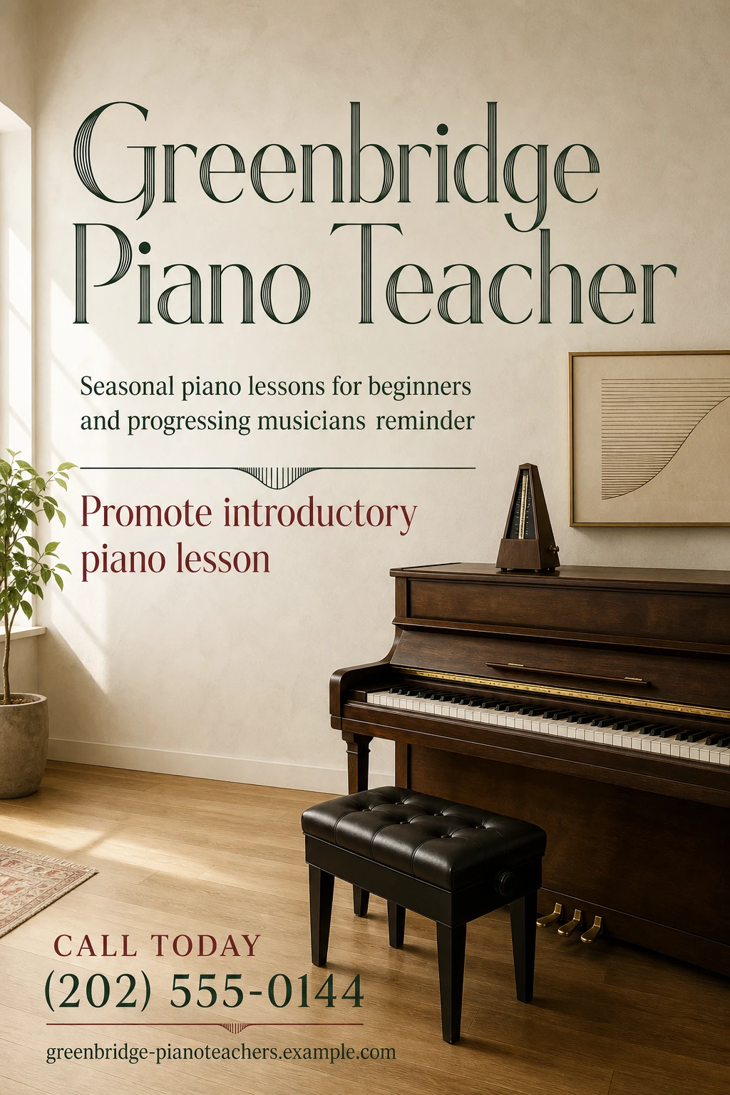 piano teacher poster template: promote introductory piano lesson