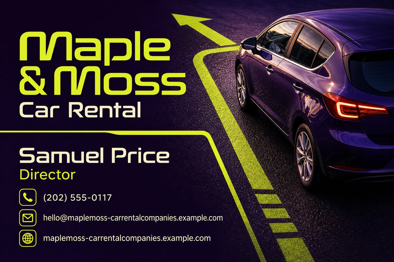 car rental company business card template