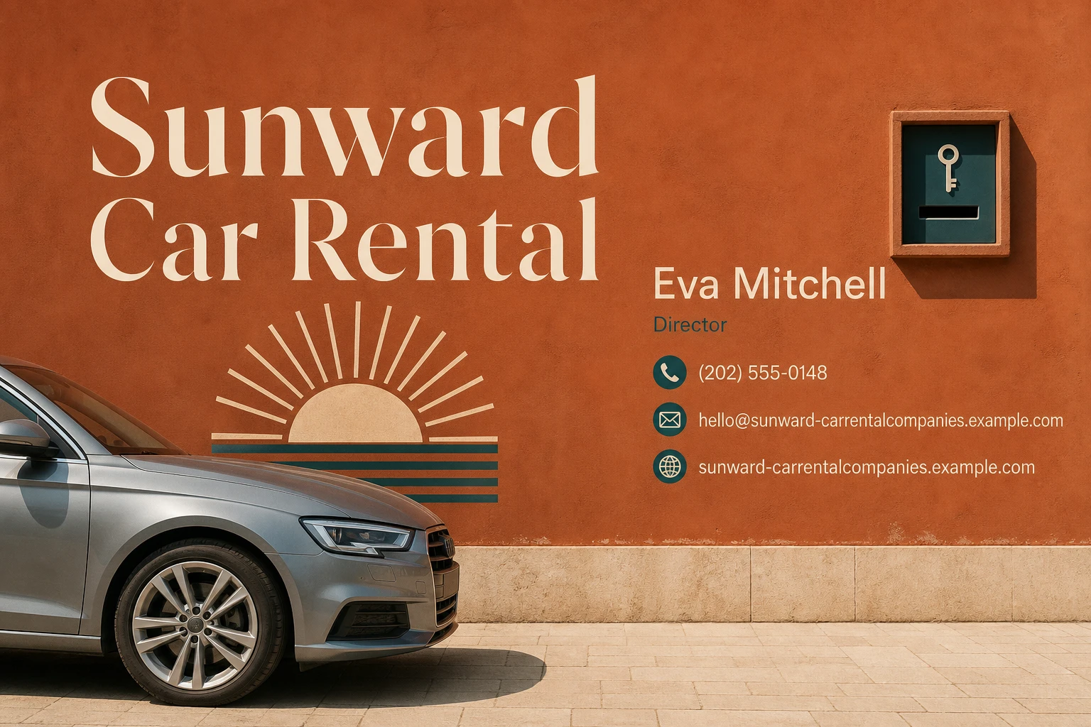 car rental company business card template: promote vehicle booking