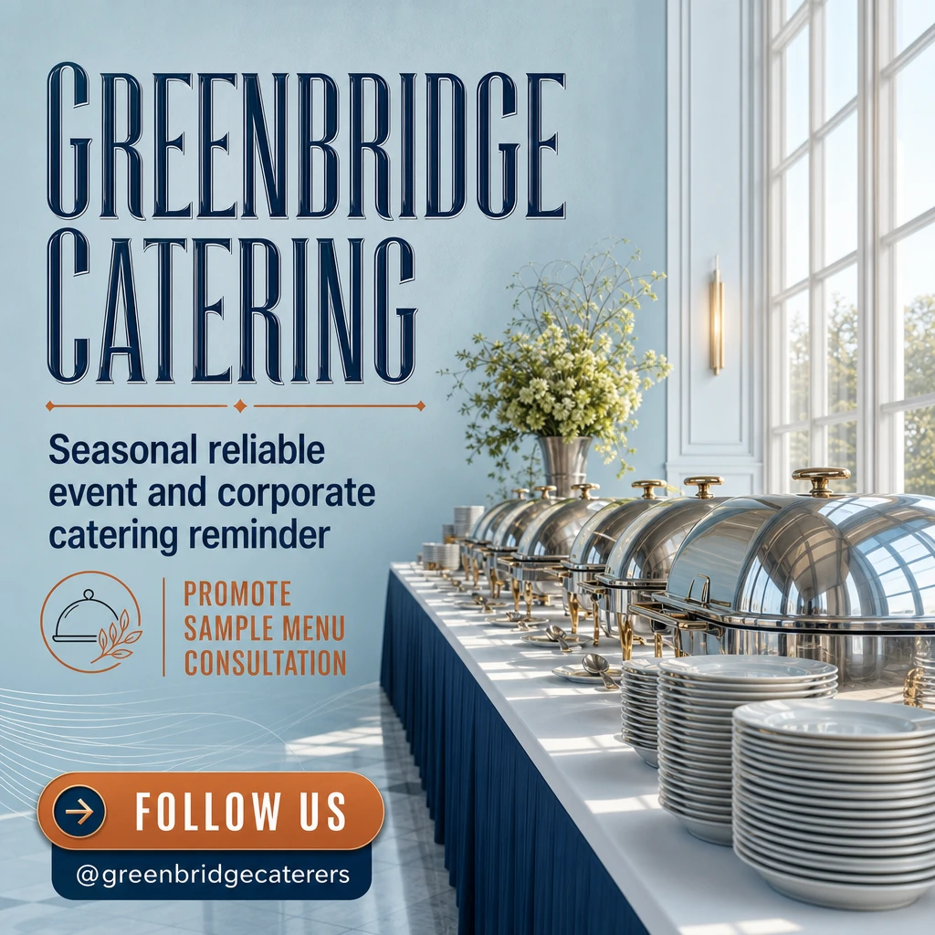 catering company social post template: promote sample menu consultation