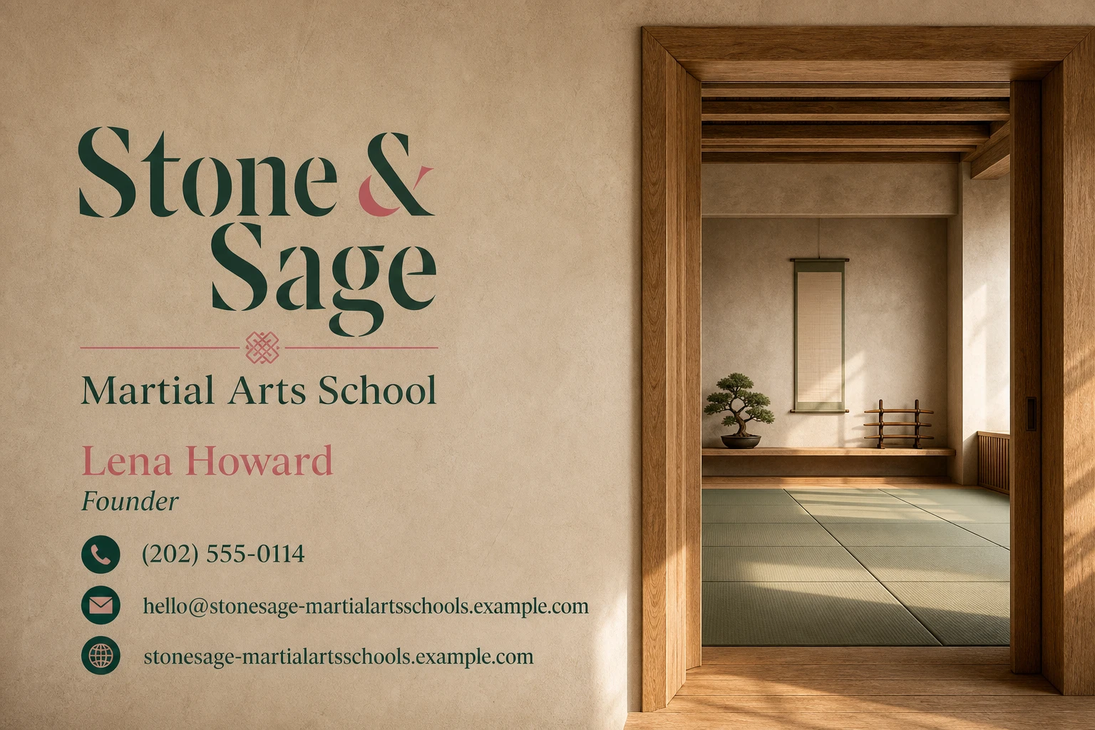martial arts school business card template: promote trial martial arts class